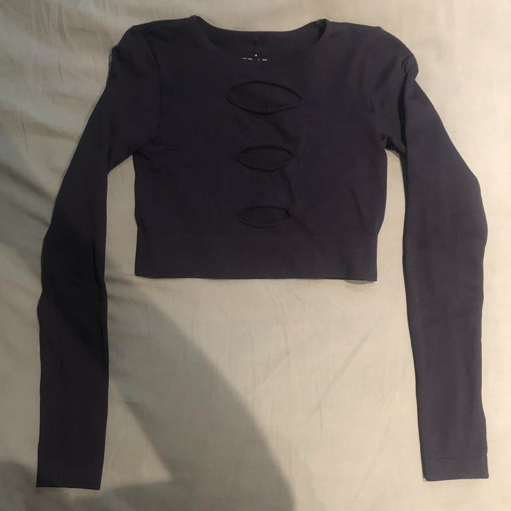 Garage, Black Three Holed Crop Top. Size US S.